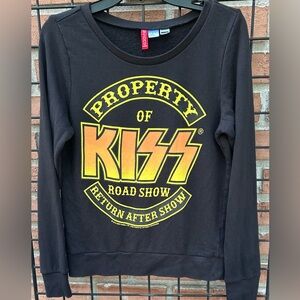 Divided Black Sweatshirt with Yellow and Orange Kiss Logo